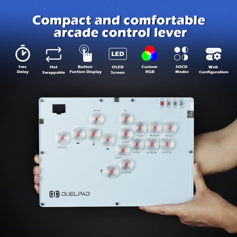 BitFunx Duelpad Leverless Controller Arcade Stick, All-Button Arcade Controller for PS4/PS3/PC/Switch/Steam, Arcade Fight Stick with SOCD/Custom RGB/Turbo/Hot-Swap/Low-Profile Switch - Image 2